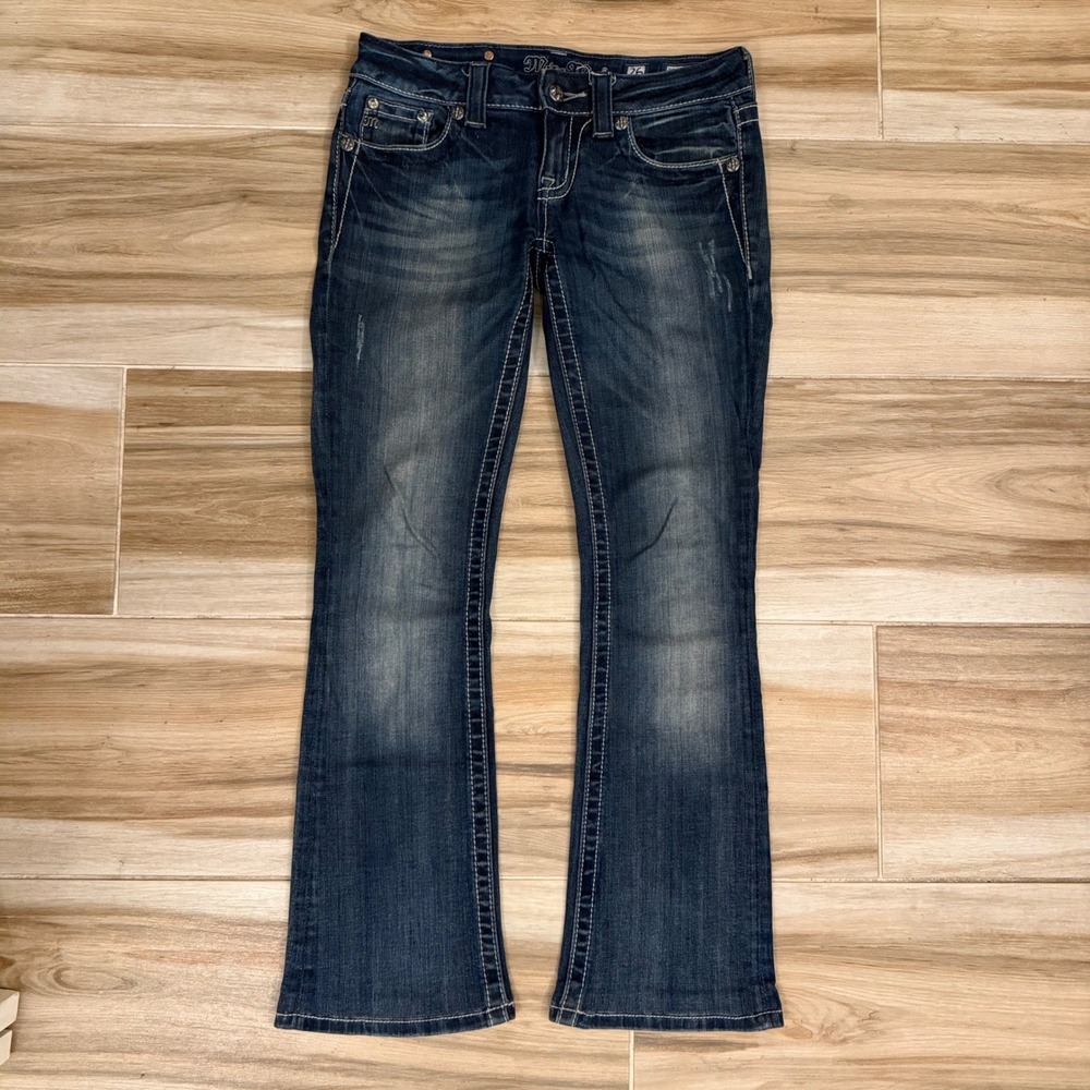 Miss Me JP5465B3V Bootcut Jeans Dark Wash Embroidered Sequin Size 26 Inseam 29